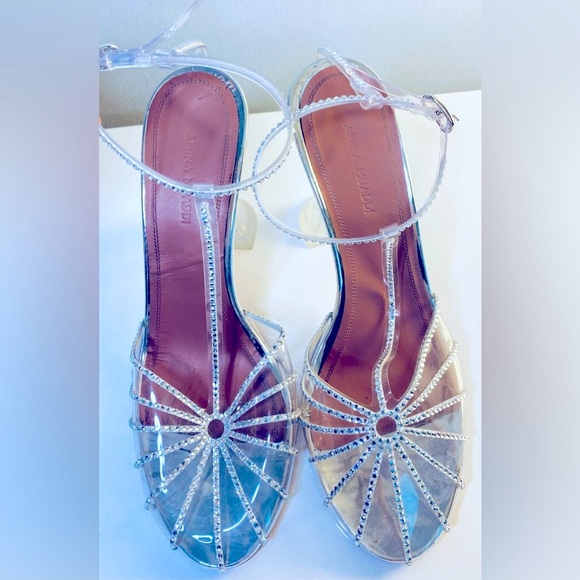 AMINA MUADDI
Brygit Crystal T-Strap Cocktail Pumps in Silver/Crystal - Picture 3 of 9